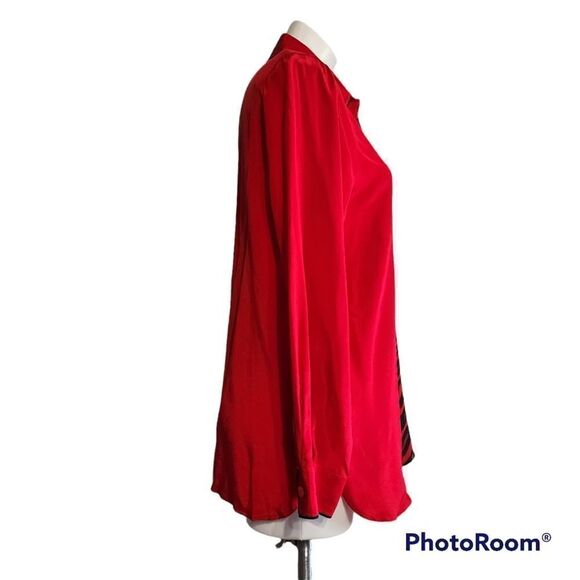 Vintage Bob Mackie top red & black silk animal print whimsigoth  S - Picture 3 of 4